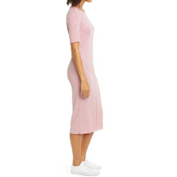 Rag & Bone Elina Fitted Sheath Textured Maxi Dress Small White‎ Pink NWT - Picture 1 of 12